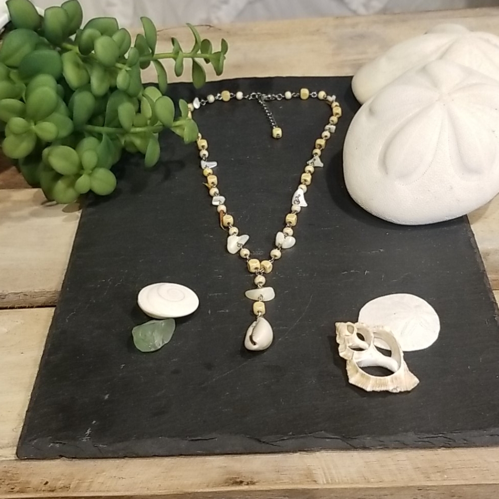 Puka shell with silver chain